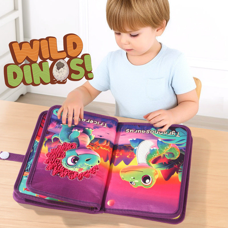Dino Cloth Book Touch Soft Book Interactive Educational Sensory Play Book for Toddlers 6 Months +