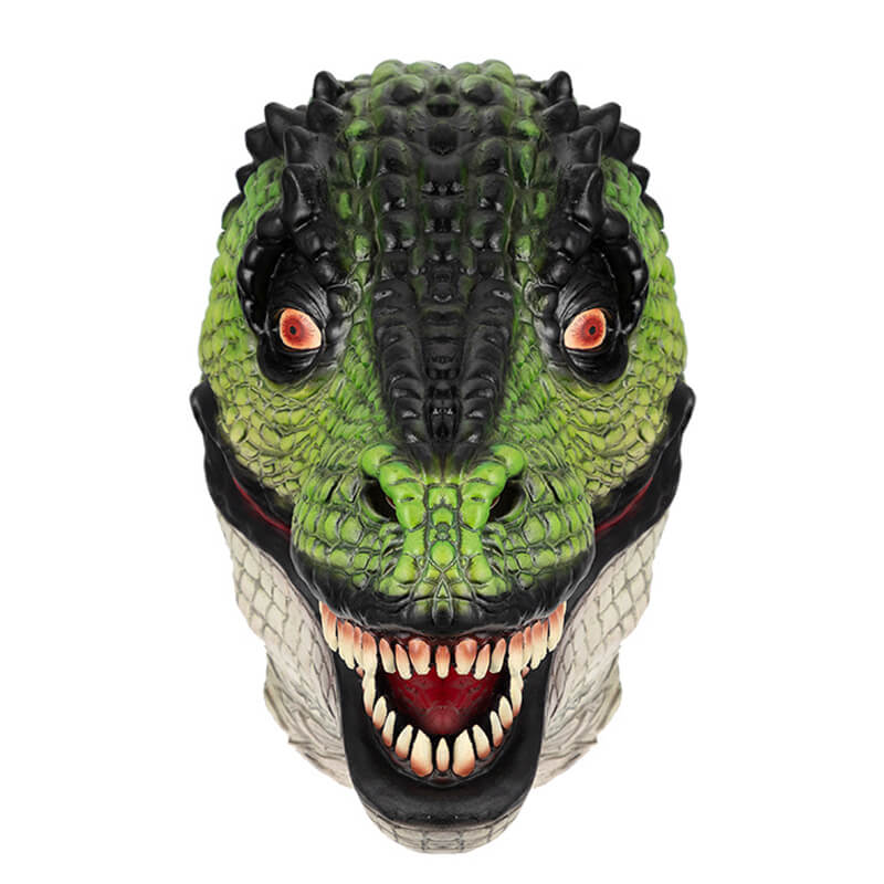 Dino Latex Head Mask Jurassic Cosplay Mask Halloween Costume Accessory for Adults & Teens