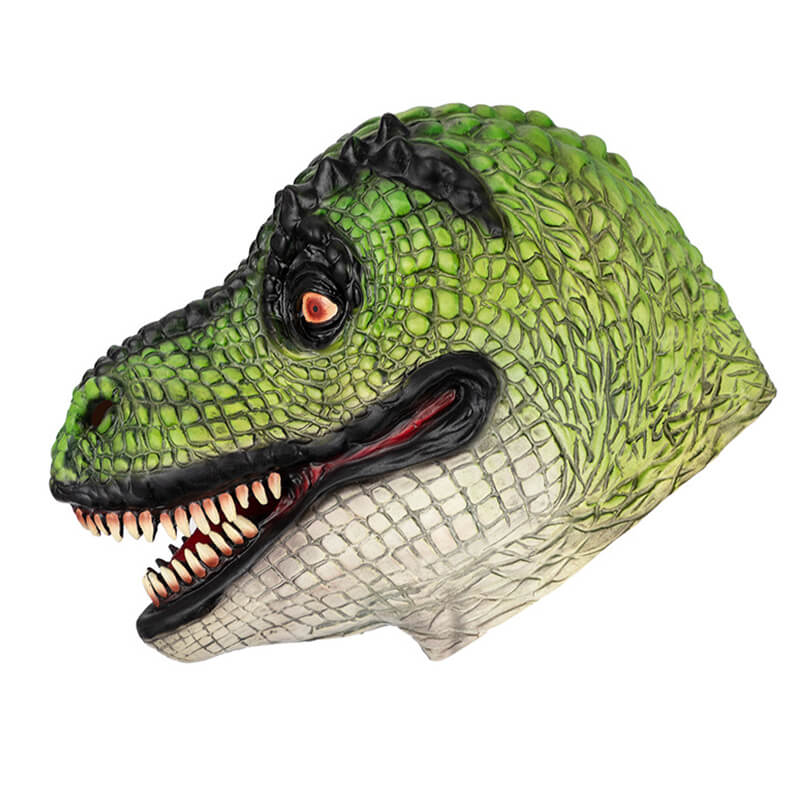 Dino Latex Head Mask Jurassic Cosplay Mask Halloween Costume Accessory for Adults & Teens