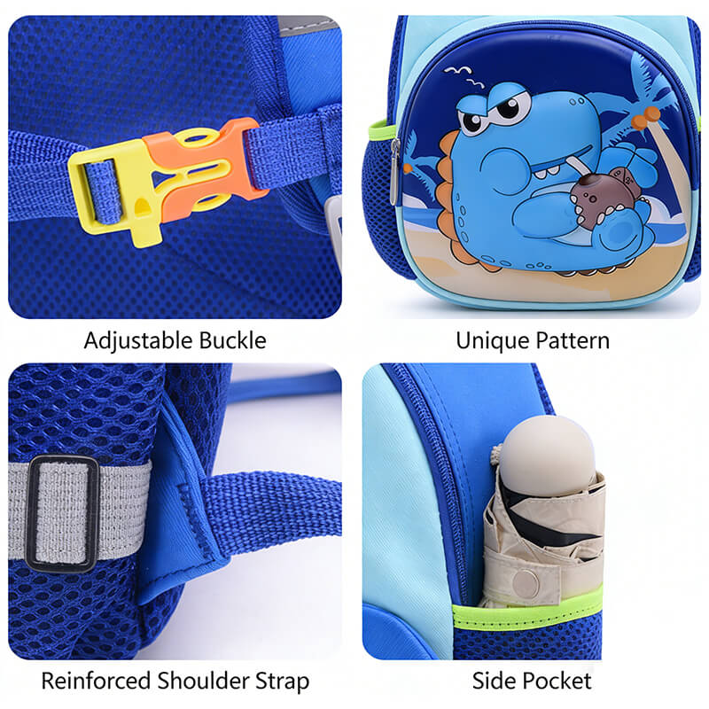 Dino Preschool Backpack Cartoon Lightweight Backpack with Reflective Strip For Kids Aged 3–5