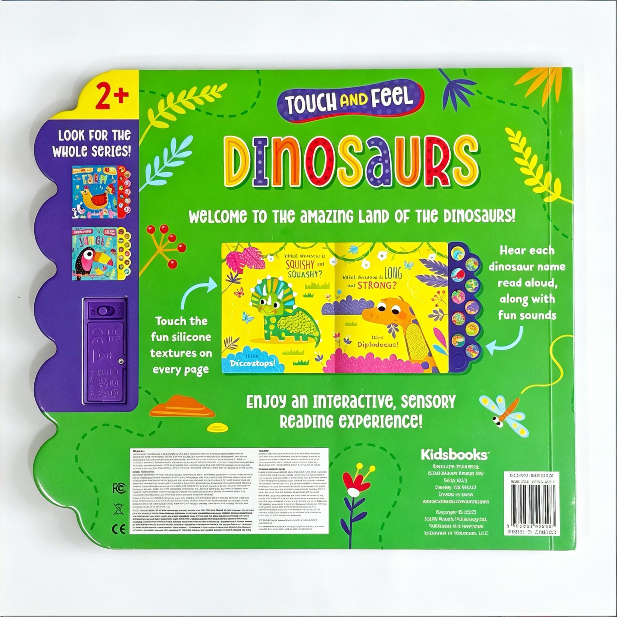 Dino Sound Book Touch and Feel Book with 10 Buttons Early Learning Toy for Toddlers