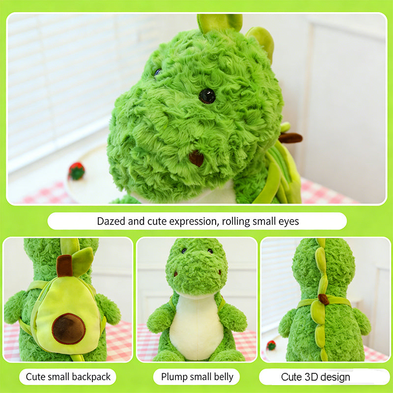 Dino Stuffed Animals with Avocado Backpack Soft Dinosaur Plush Toys Hugging Cuddly Doll