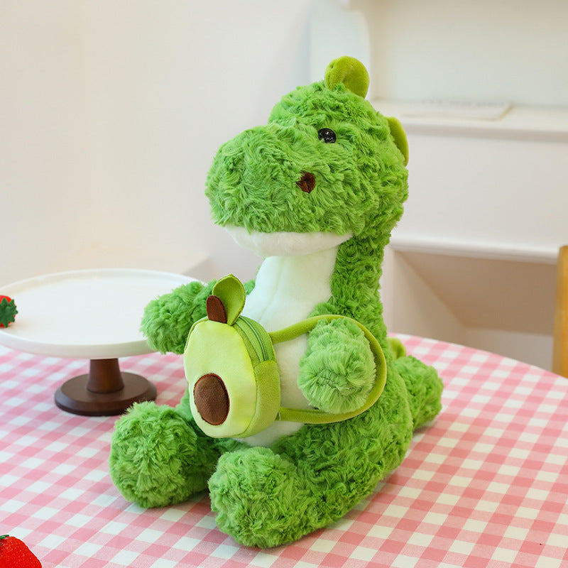 Dino Stuffed Animals with Avocado Backpack Soft Dinosaur Plush Toys Hugging Cuddly Doll