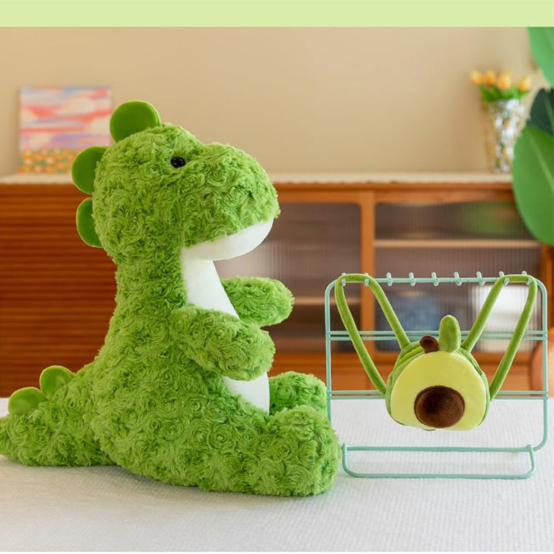 Dino Stuffed Animals with Avocado Backpack Soft Dinosaur Plush Toys Hugging Cuddly Doll