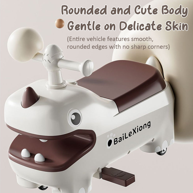 Dino Wiggle Car Funny Baby Gliding Car with 360° Silent Wheels and Dazzling Headlights