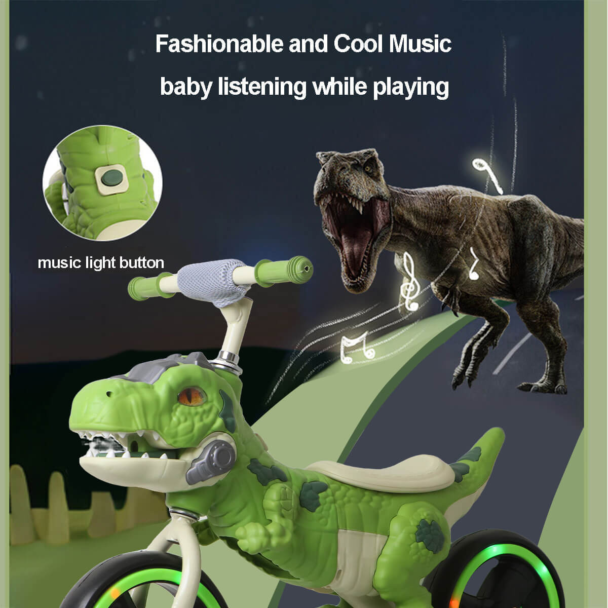 10'' Dinosaur Balance Bike No-Pedal Toddler Training Bicycle with CPC Certification for Kids Aged 18 Months +