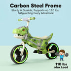 10'' Dinosaur Balance Bike No-Pedal Toddler Training Bicycle with CPC Certification for Kids Aged 18 Months +