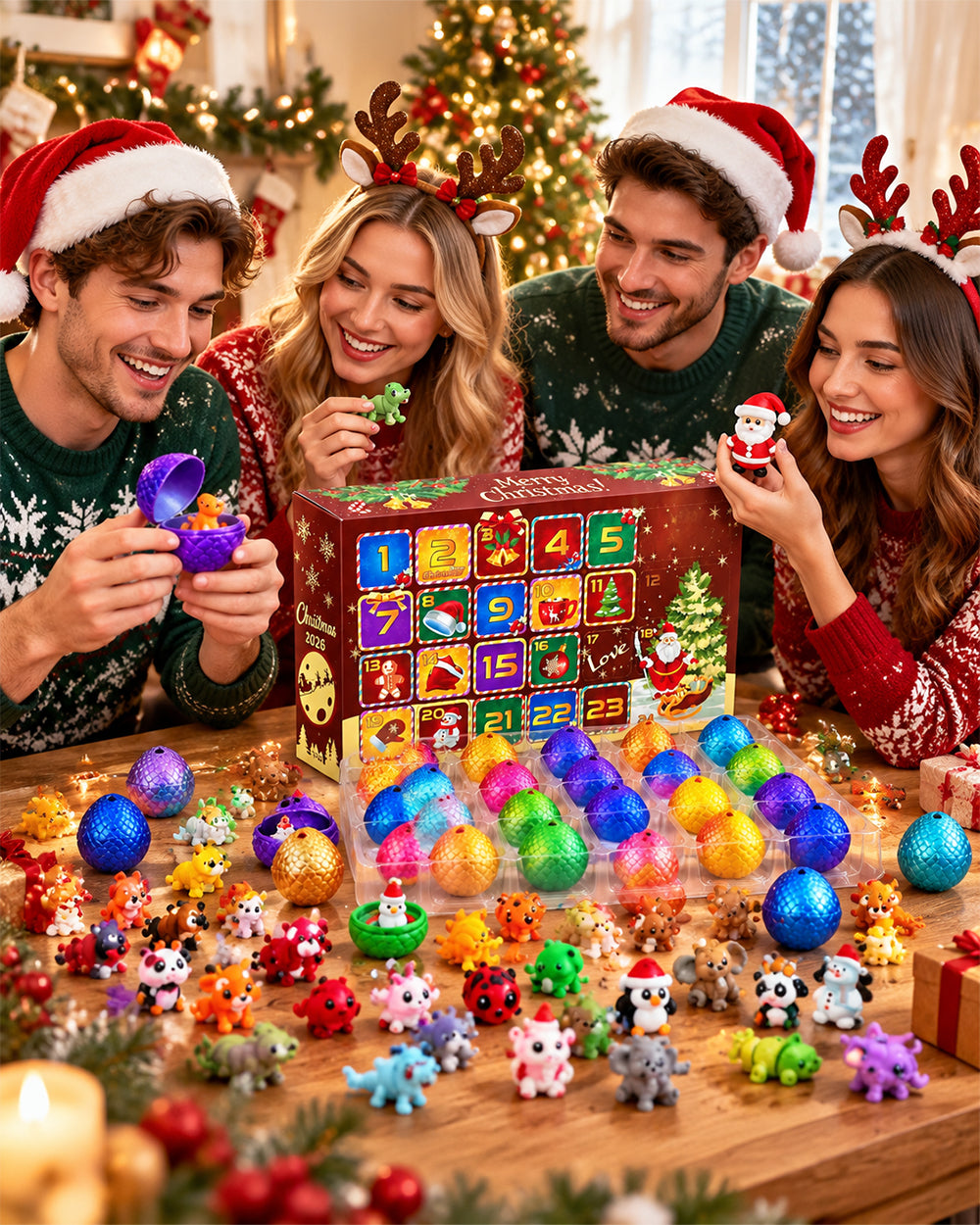2026 Dinosaur Egg Advent Calendar 24-Day Christmas Countdown Toy Set with 3D Printed Surprise Figures for Kids