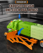Dinosaur Inertia Track Transport Truck with DIY Assembled Race Track and 2pcs Mini Cars for Kids