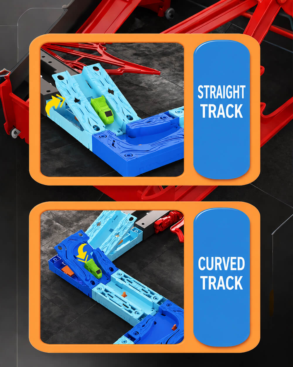 Dinosaur Inertia Track Transport Truck with DIY Assembled Race Track and 2pcs Mini Cars for Kids