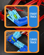 Dinosaur Inertia Track Transport Truck with DIY Assembled Race Track and 2pcs Mini Cars for Kids