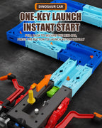 Dinosaur Inertia Track Transport Truck with DIY Assembled Race Track and 2pcs Mini Cars for Kids