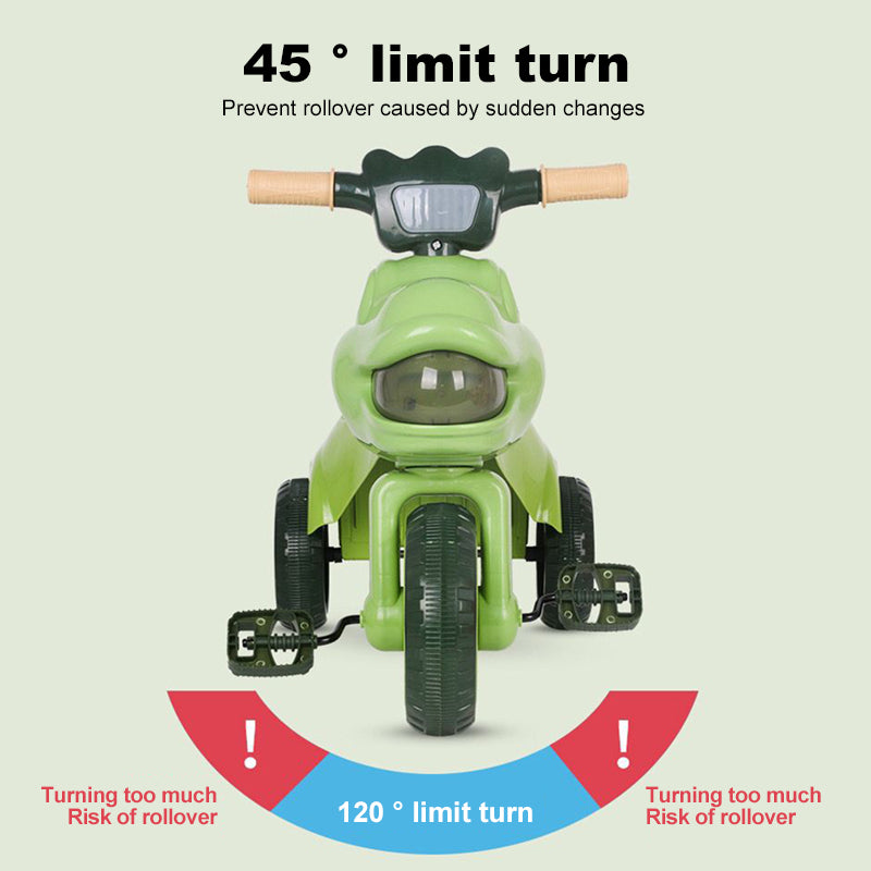 Dinosaur Kids Tricycle Foldable 3-wheel Car Ride-On Car with Large Storage