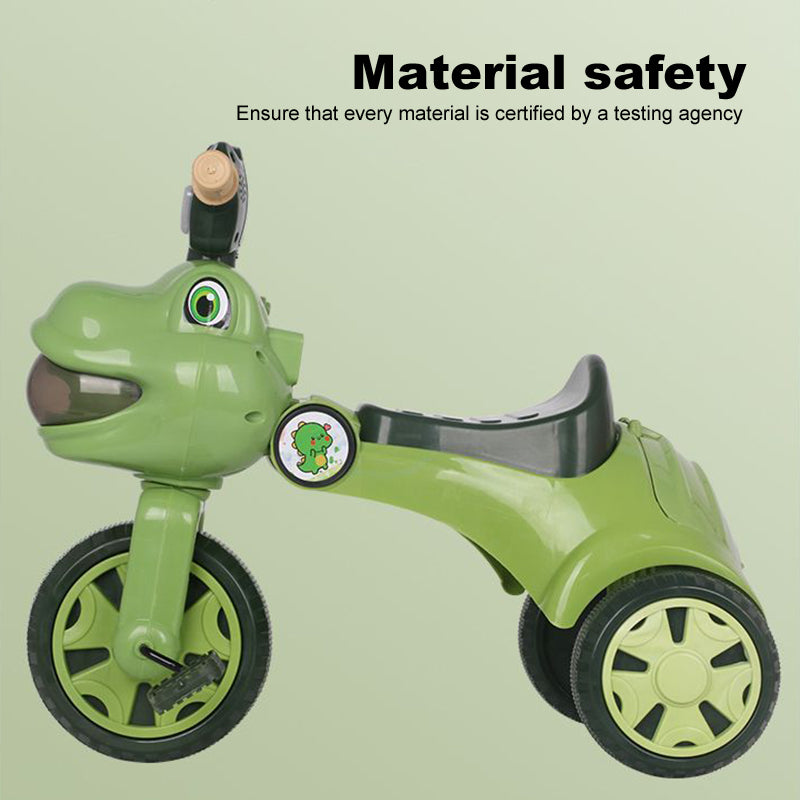 Dinosaur Kids Tricycle Foldable 3-wheel Car Ride-On Car with Large Storage