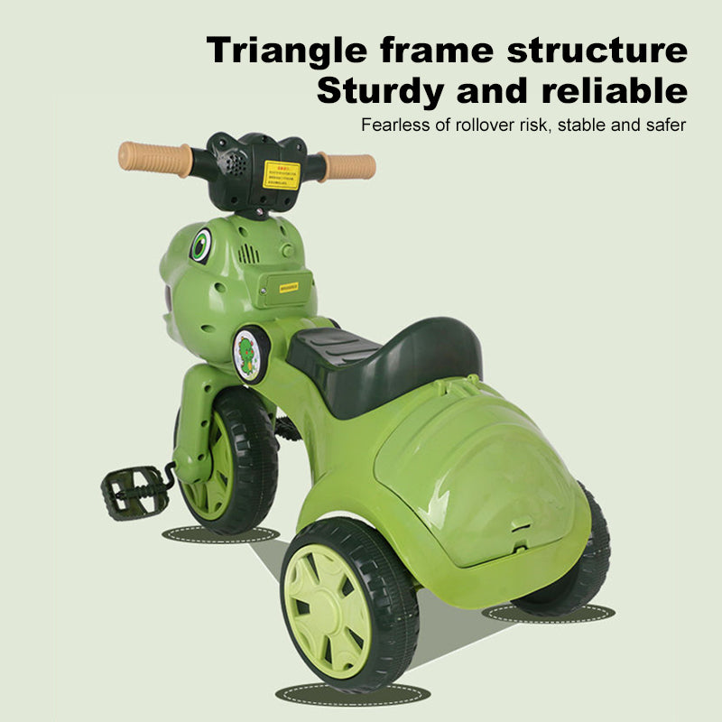 Dinosaur Kids Tricycle Foldable 3-wheel Car Ride-On Car with Large Storage
