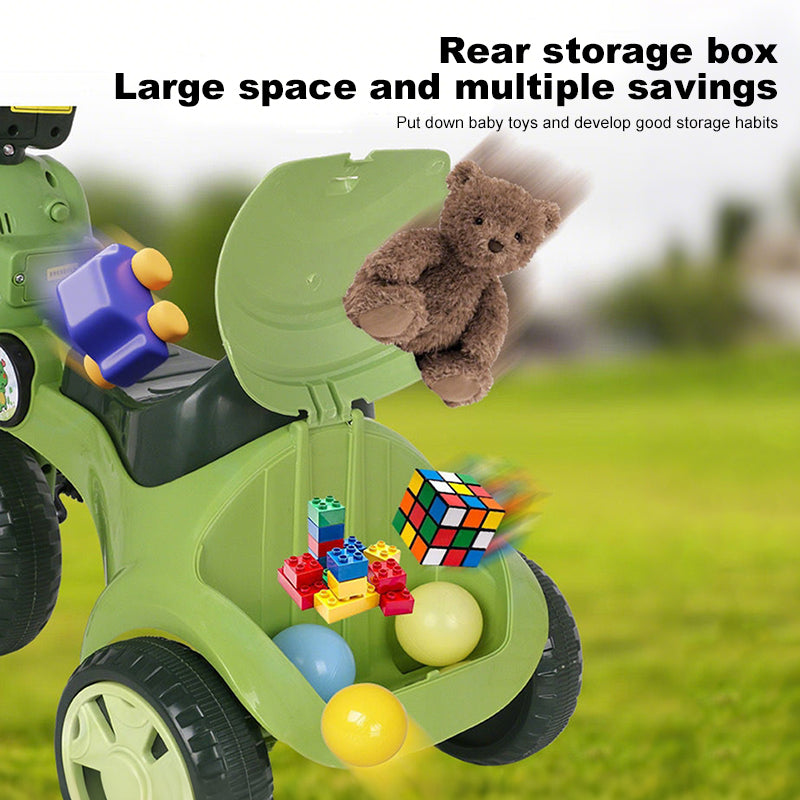 Dinosaur Kids Tricycle Foldable 3-wheel Car Ride-On Car with Large Storage