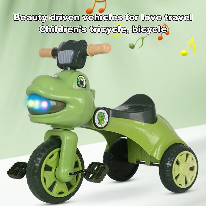 Dinosaur Kids Tricycle Foldable 3-wheel Car Ride-On Car with Large Storage