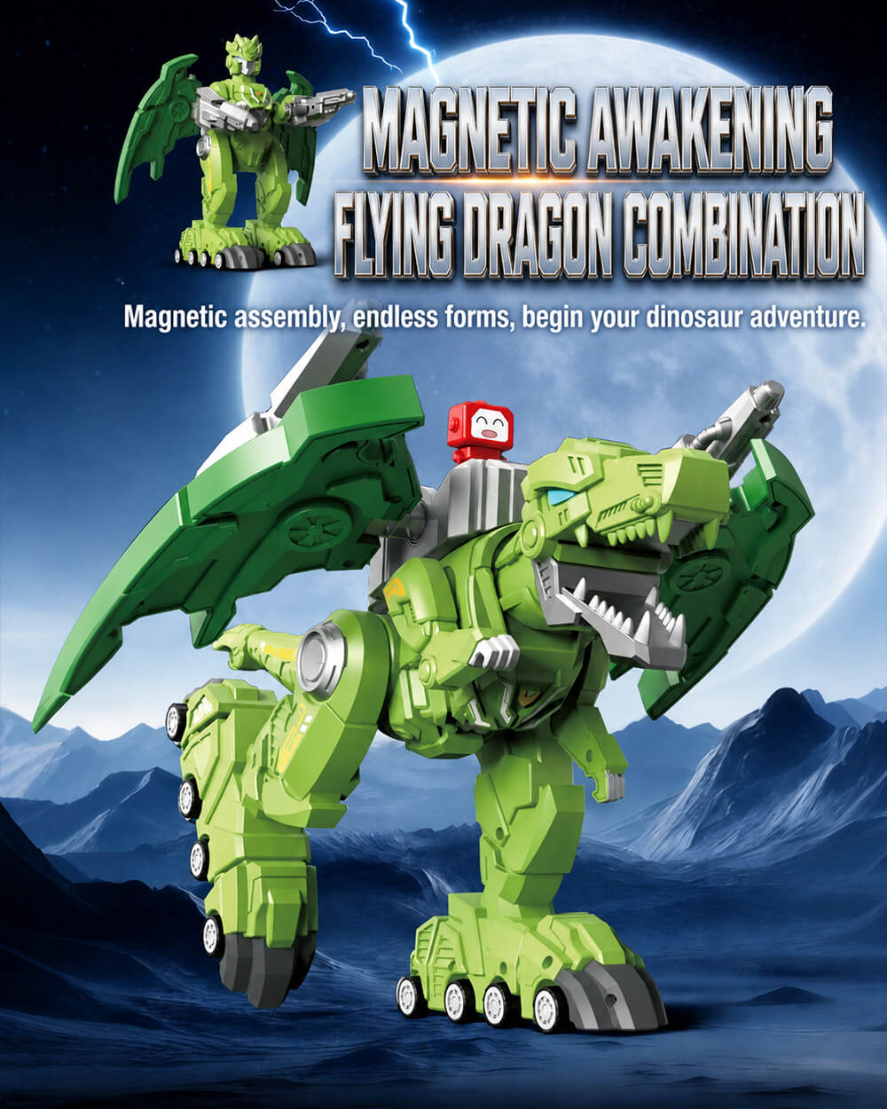 Dinosaur Magnetic Building Blocks Transform Robot Building Toy Magnet Assembly Tyrannosaurus for Kids