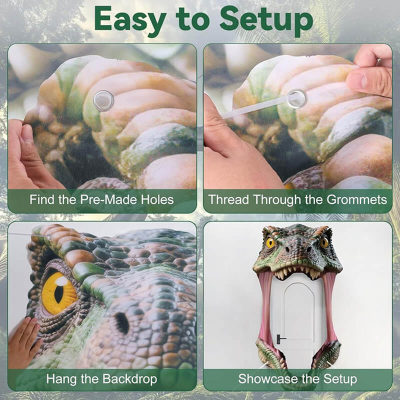 Dinosaur Mouth Door Arch Banner Realistic T-Rex Head Photo Prop for Jurassic Themed Party Decorations