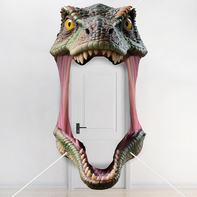 Dinosaur Mouth Door Arch Banner Realistic T-Rex Head Photo Prop for Jurassic Themed Party Decorations