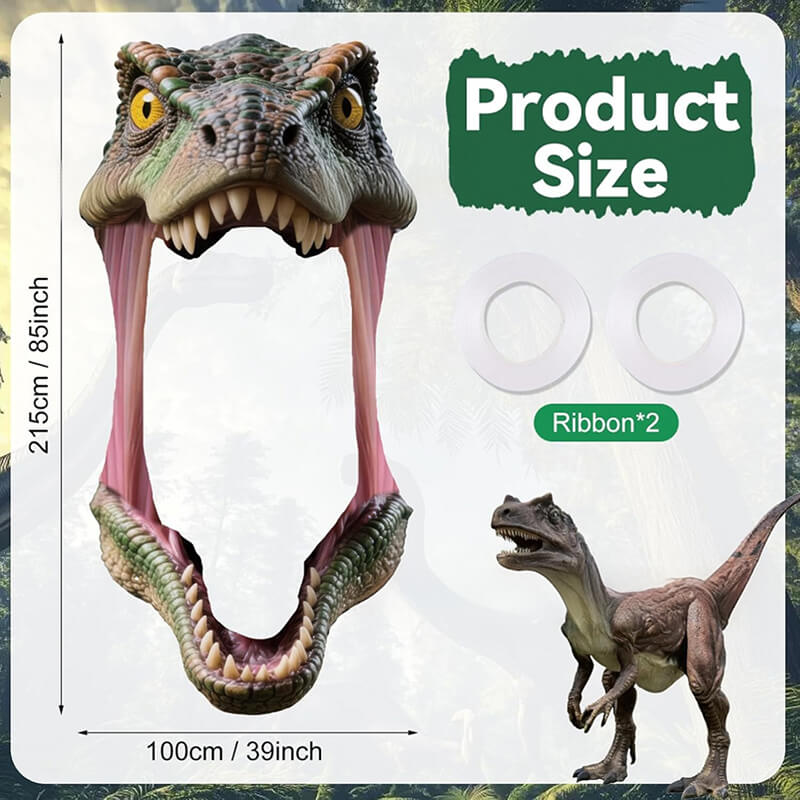 Dinosaur Mouth Door Arch Banner Realistic T-Rex Head Photo Prop for Jurassic Themed Party Decorations