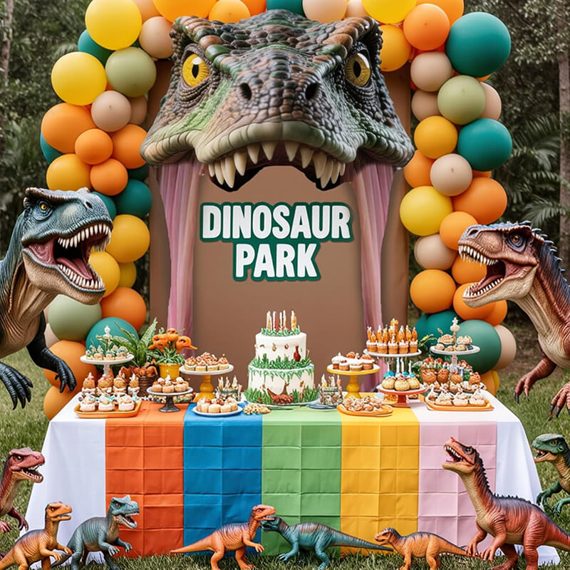 Dinosaur Mouth Door Arch Banner Realistic T-Rex Head Photo Prop for Jurassic Themed Party Decorations