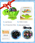 Dinosaur Night Light Projector with Dino & Star Dual Films 360° Rotation Dimmable Lamp for Kids