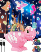 Dinosaur Night Light Projector with Dino & Star Dual Films 360° Rotation Dimmable Lamp for Kids