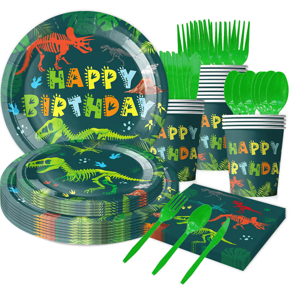 Dinosaur Party Supplies Set Disposable Tableware Kit for Kids Dino-themed Birthday Celebrations