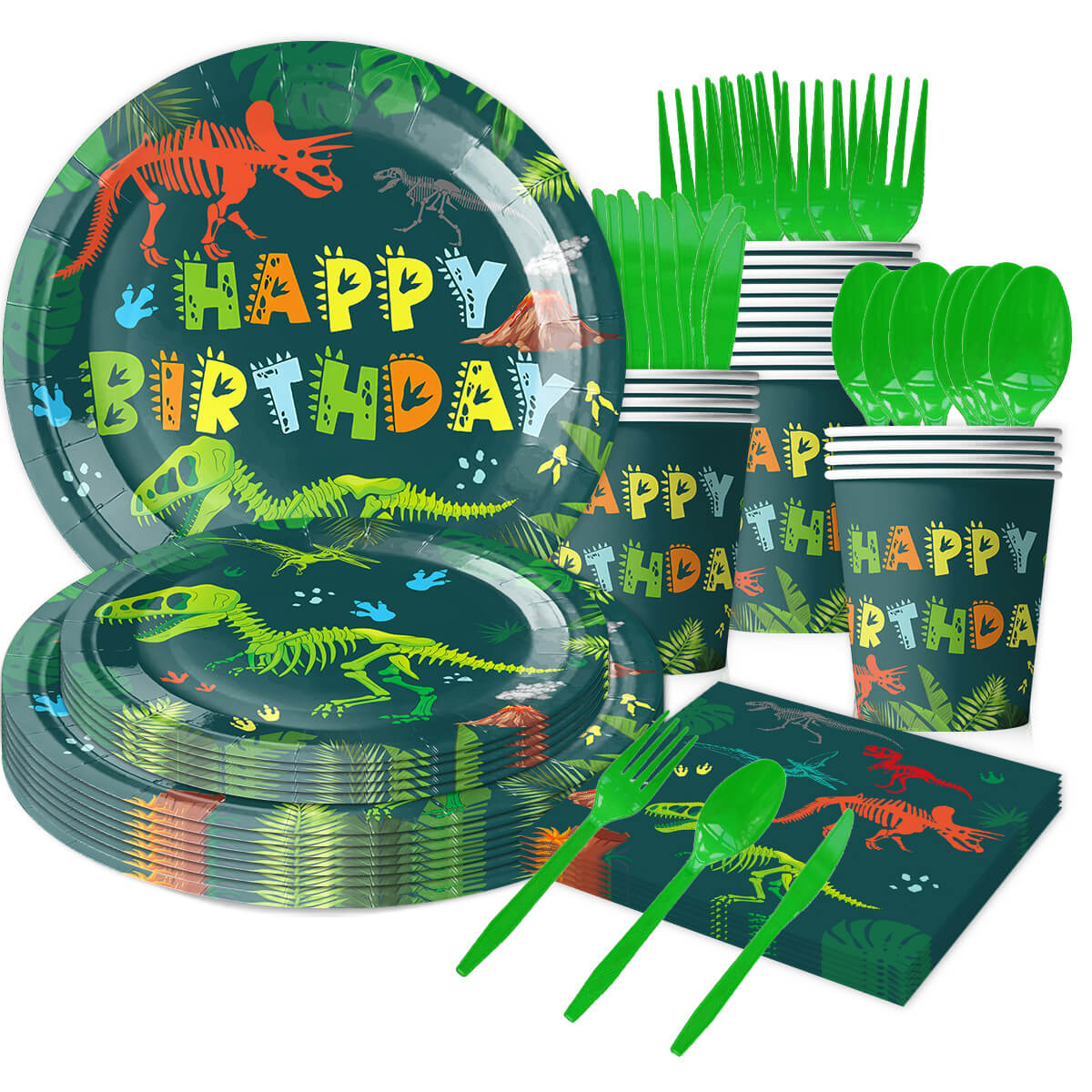 Dinosaur Party Supplies Set Disposable Tableware Kit for Kids Dino-themed Birthday Celebrations