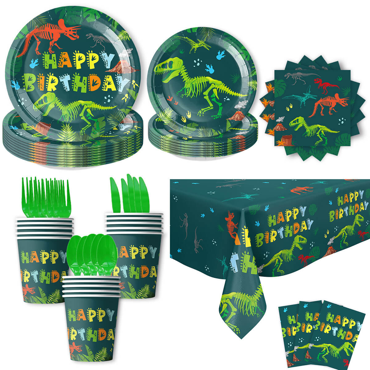 Dinosaur Party Supplies Set Disposable Tableware Kit for Kids Dino-themed Birthday Celebrations