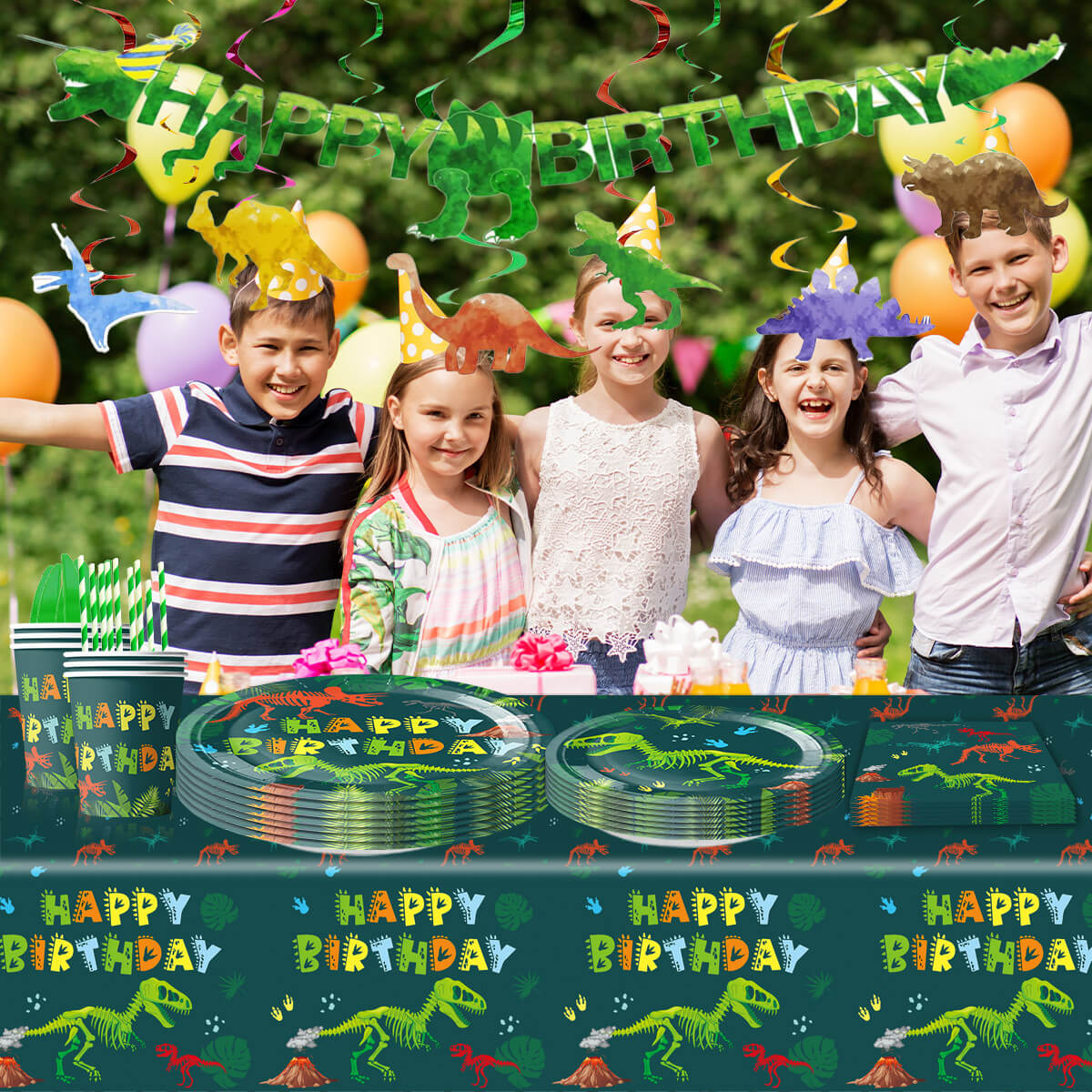 Dinosaur Party Supplies Set Disposable Tableware Kit for Kids Dino-themed Birthday Celebrations