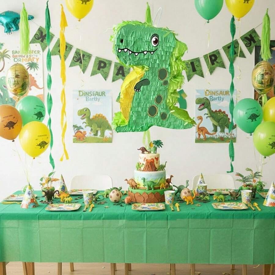 Dinosaur Pinata Kit Cartoon T-rex Pinata with Blindfold Bat & Confetti for Kids  Dino Themed Party