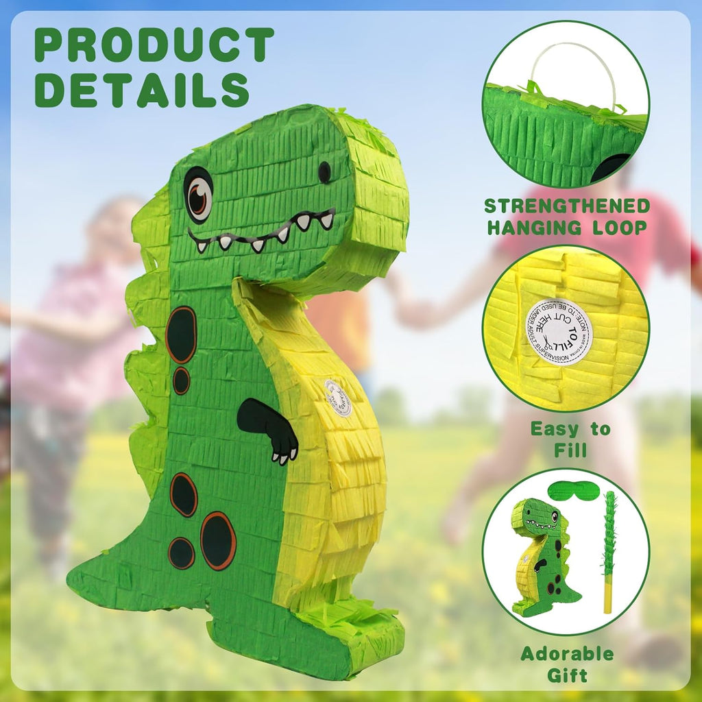 Dinosaur Pinata Kit Cartoon T-rex Pinata with Blindfold Bat & Confetti for Kids  Dino Themed Party