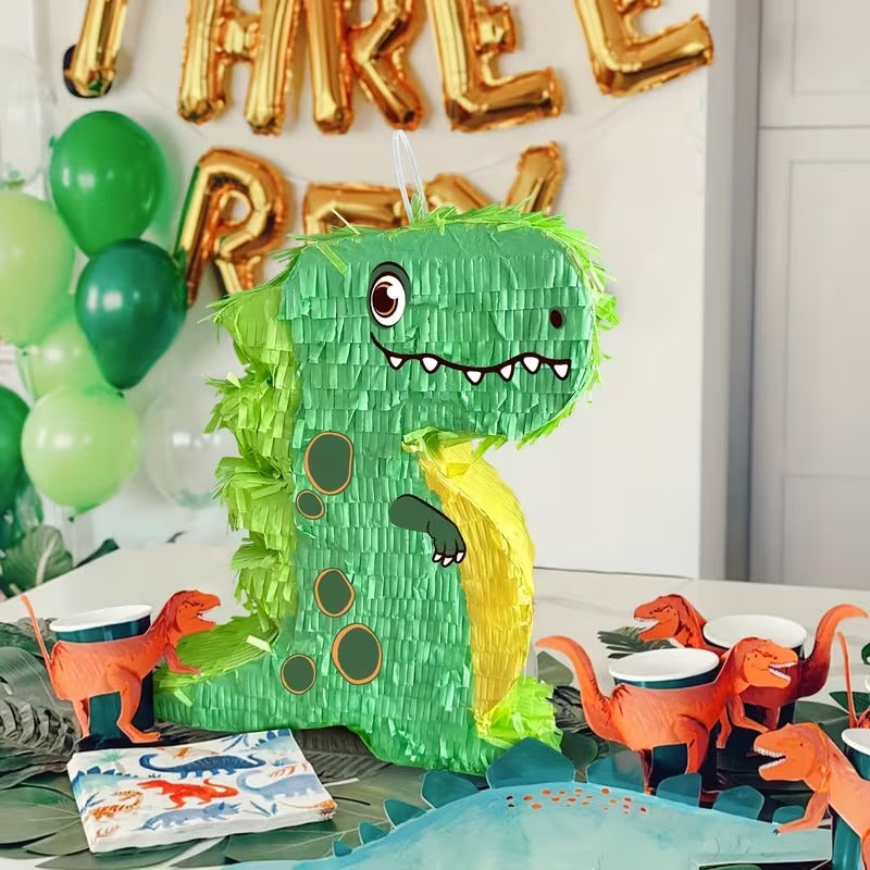 Dinosaur Pinata Kit Cartoon T-rex Pinata with Blindfold Bat & Confetti for Kids  Dino Themed Party