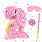 Dinosaur Pinata Kit Cartoon T-rex Pinata with Blindfold Bat & Confetti for Kids  Dino Themed Party