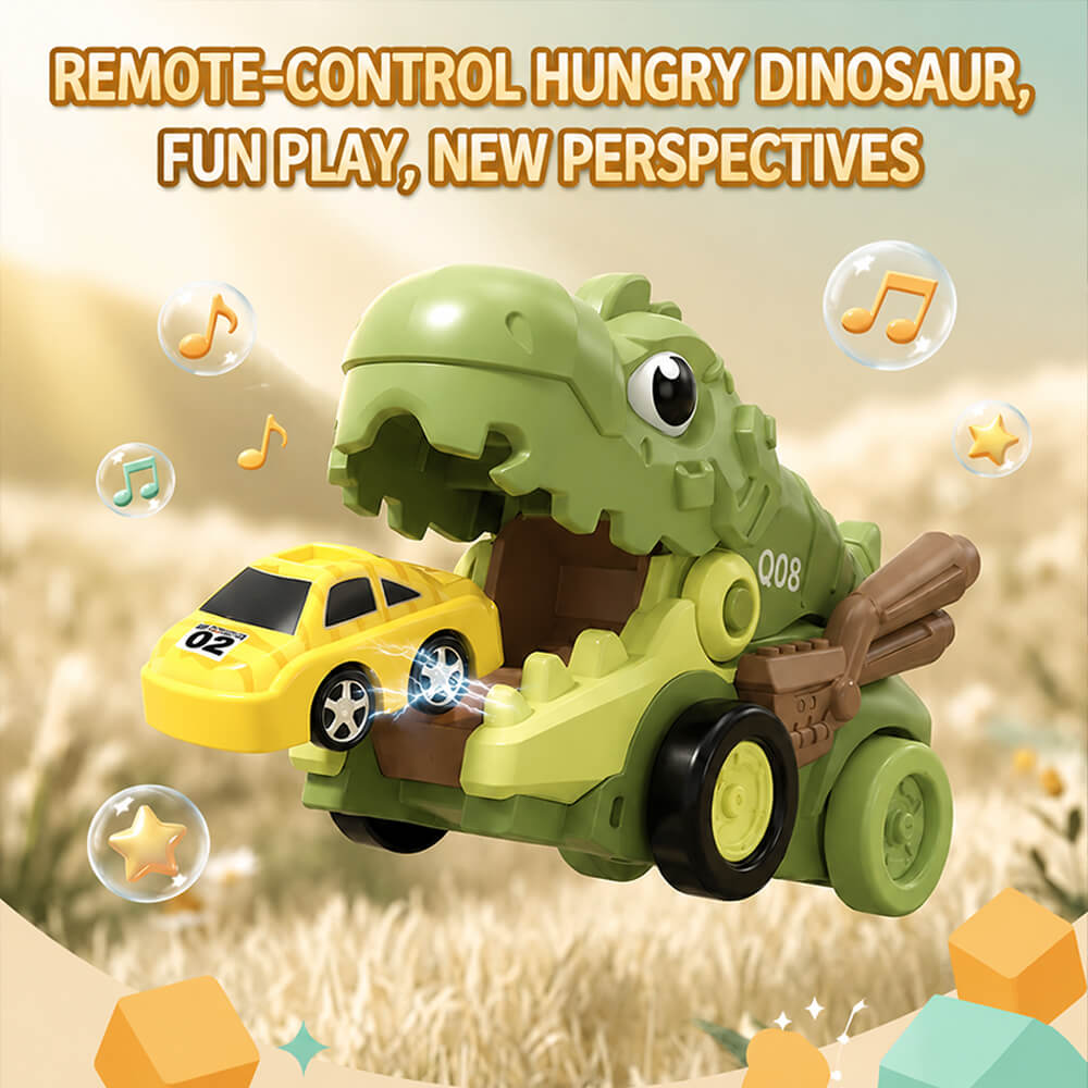 Dinosaur RC Car 2.4G Remote Control Dinosaur Swallowing Car Set with 6pcs Magnetic Race Cars
