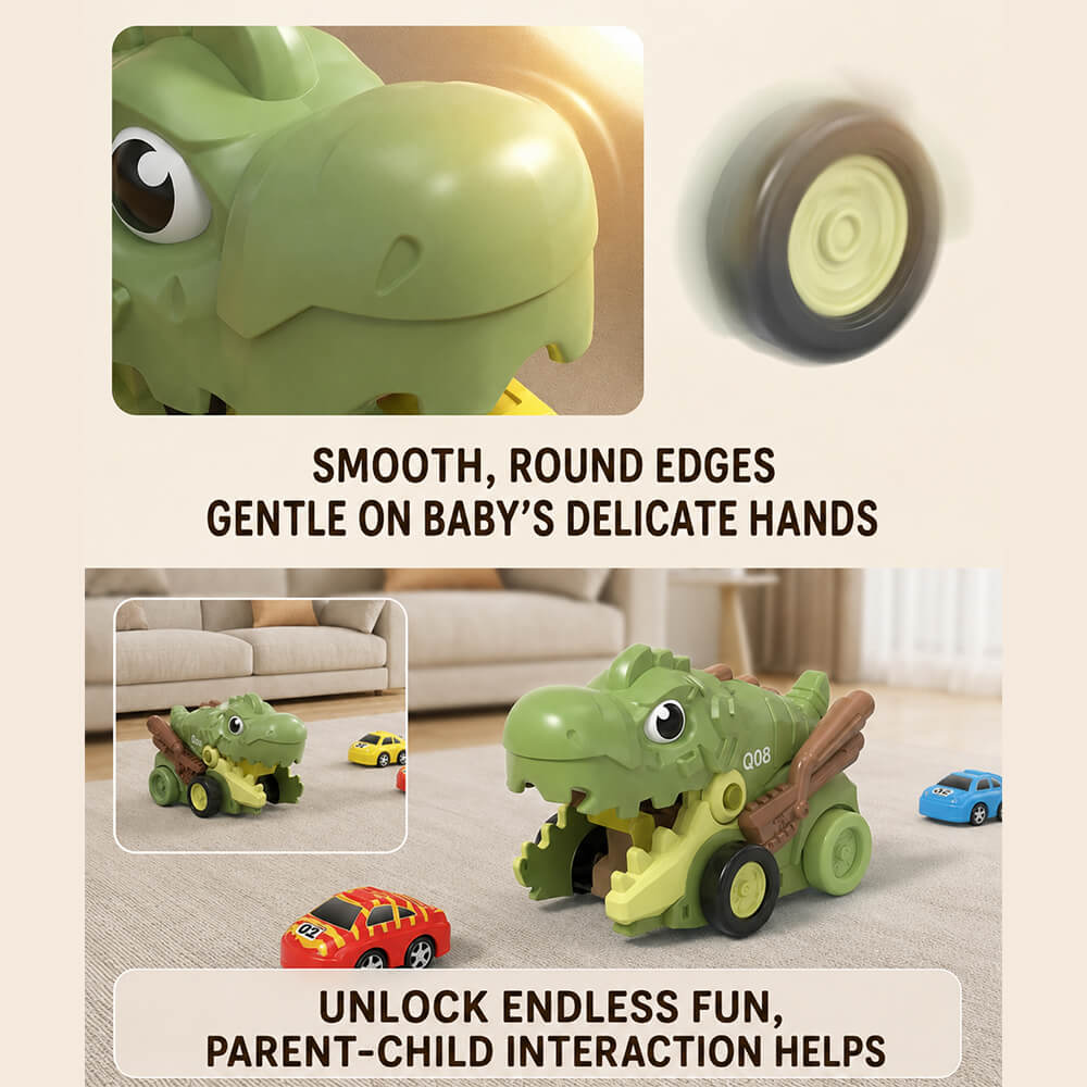 Dinosaur RC Car 2.4G Remote Control Dinosaur Swallowing Car Set with 6pcs Magnetic Race Cars