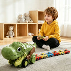 Dinosaur RC Car 2.4G Remote Control Dinosaur Swallowing Car Set with 6pcs Magnetic Race Cars