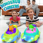 Dinosaur Remote Control Car 2.4G Cartoon RC Car Rechargeable Battery with Light and Music