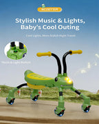 Kids Foldable Ride on Car Dinosaur Gliding Car with 360° Silent Flashing Wheels and Music