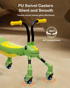 Kids Foldable Ride on Car Dinosaur Gliding Car with 360° Silent Flashing Wheels and Music