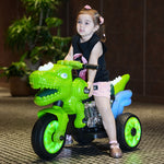 Dinosaur Ride on Motorcycle 6V Kids Electric Car Dual Drive Ride on Car with Music Light