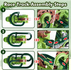 Dinosaur Slide Track Car Electric Ferris wheel Track Vehicle with Auto Obstacle Avoidance for Kids