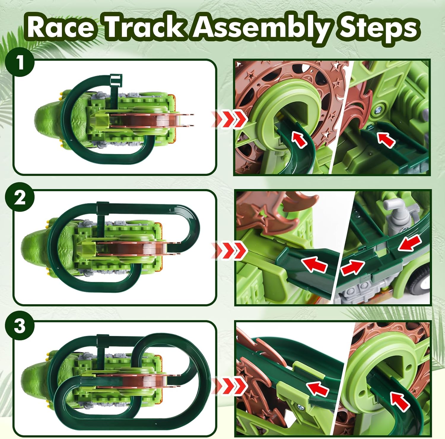 Dinosaur Slide Track Car Electric Ferris wheel Track Vehicle with Auto Obstacle Avoidance for Kids