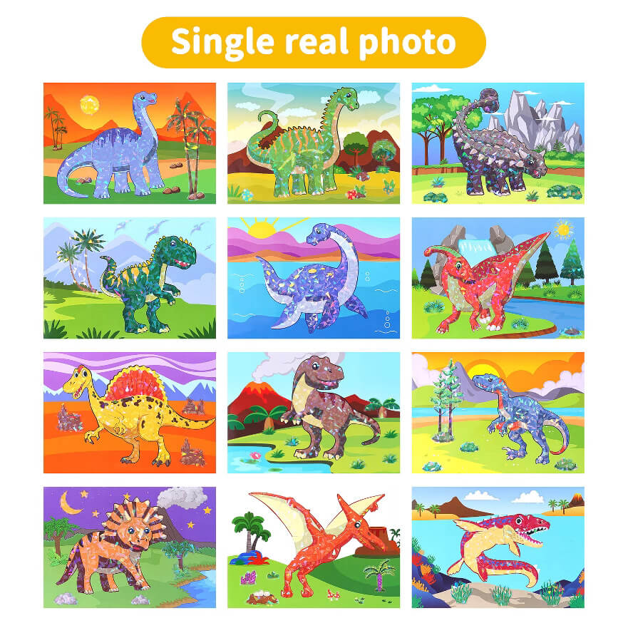 Dinosaur Sticker Book Number Activity Book Educational DIY Puzzle and Coloring Toy for Kids Ages 2+