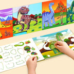 Dinosaur Sticker Book Number Activity Book Educational DIY Puzzle and Coloring Toy for Kids Ages 2+