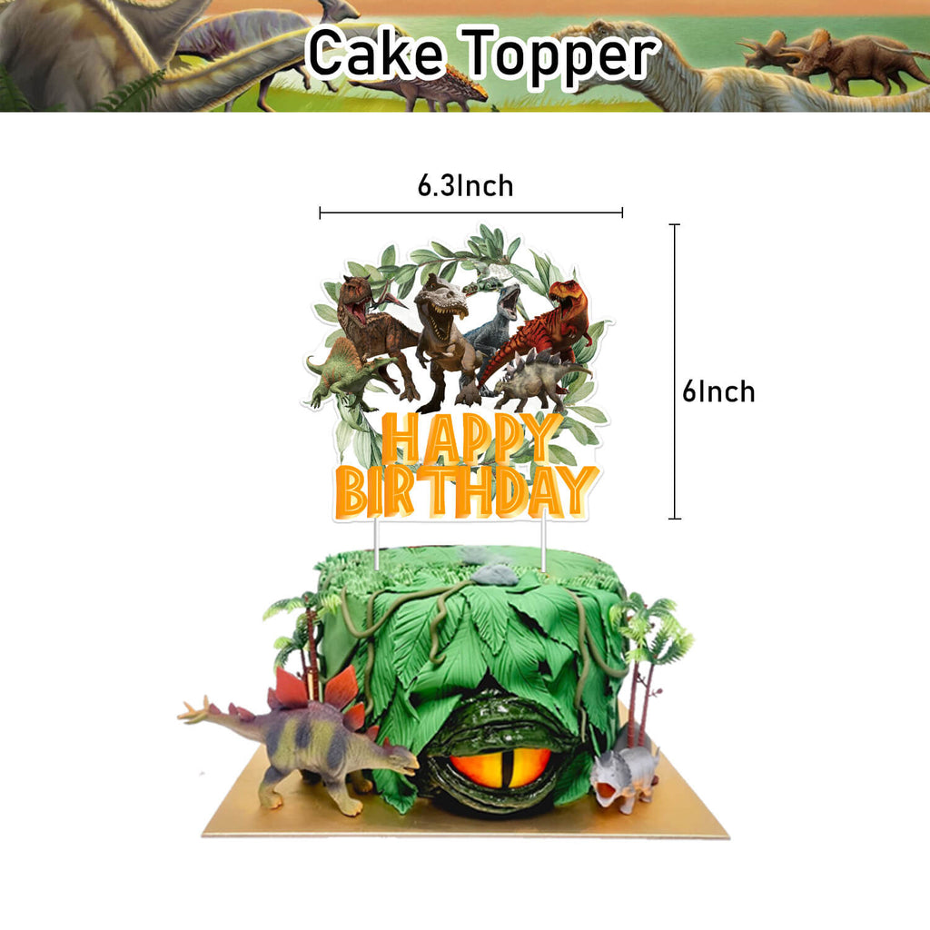 Dinosaur Themed Decorations Set All-in-One Birthday Party Supplies with Banner, Balloons, Cake Topper