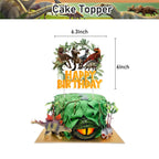 Dinosaur Themed Decorations Set All-in-One Birthday Party Supplies with Banner, Balloons, Cake Topper