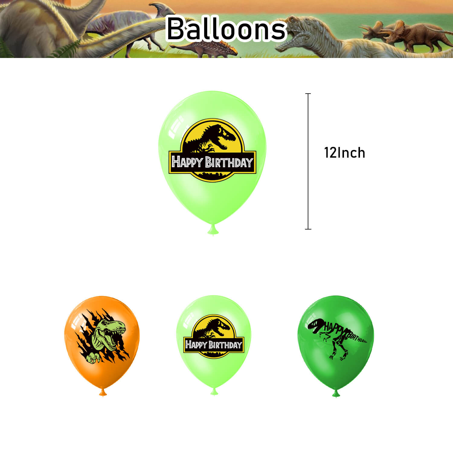 Dinosaur Themed Decorations Set All-in-One Birthday Party Supplies with Banner, Balloons, Cake Topper